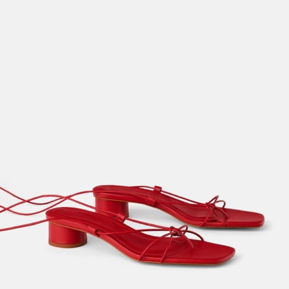 Zara Red Leather Sandals